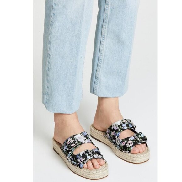 Rebecca Minkoff Jodi Sandal in Black Flower Print - Picture 1 of 16